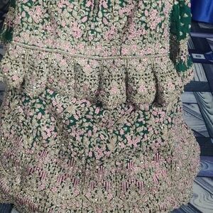 Embellished Green and Pink Dress